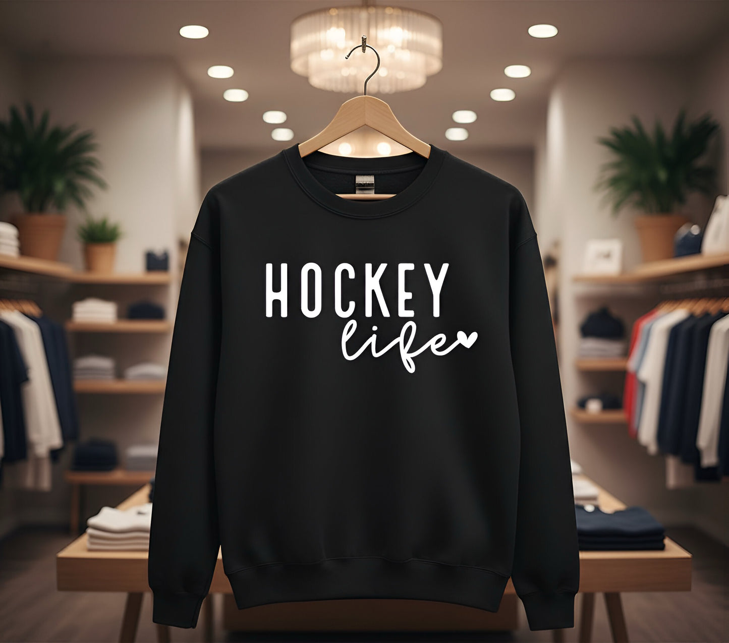 "Hockey Life" Black Graphic Top