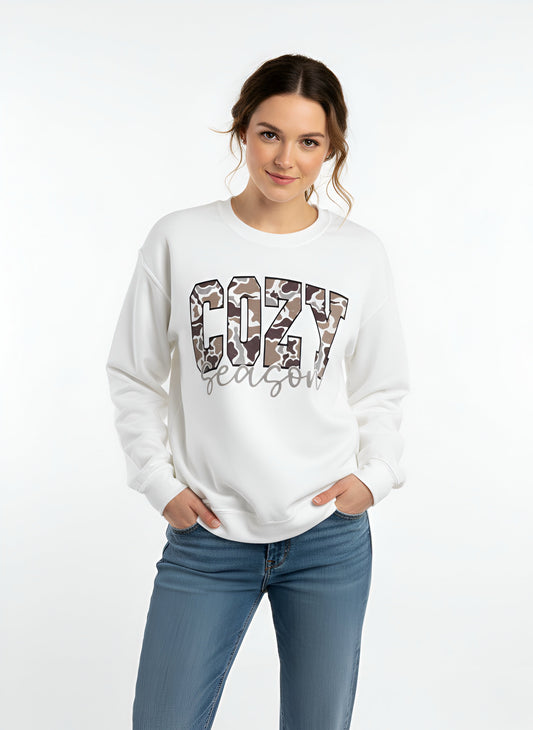 "Cozy Season- Camo" Crewneck Sweatshirt