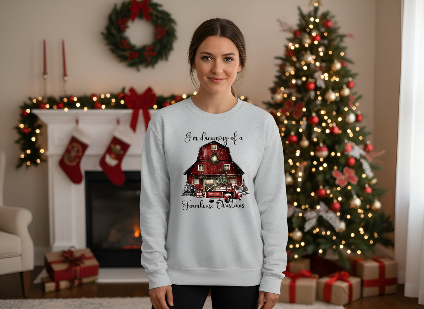 "Farmhouse Christmas" Graphic Top-FINAL SALE
