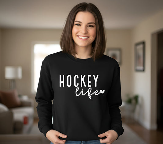 "Hockey Life" Black Graphic Top